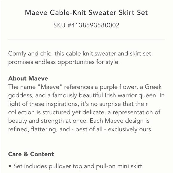 NWT Maeve Anthropologie Cable Knit Sweater Top/Skirt Set Sz Medium - Picture 10 of 11